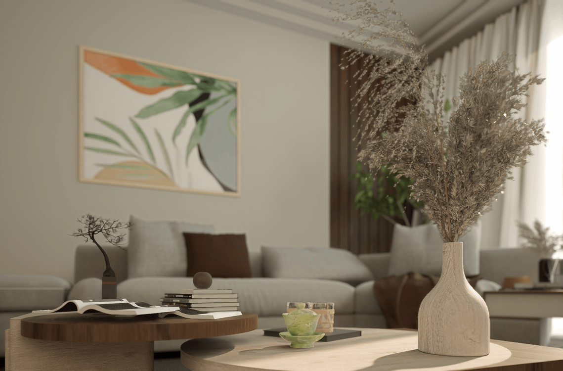 Neutral staged living room